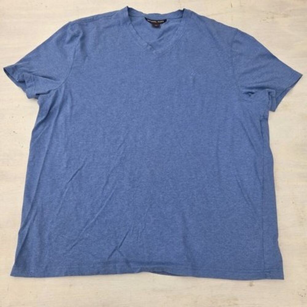 michael kors Soft Stretch V-neck Shirt Womens XL Blue Short Sleeve READ